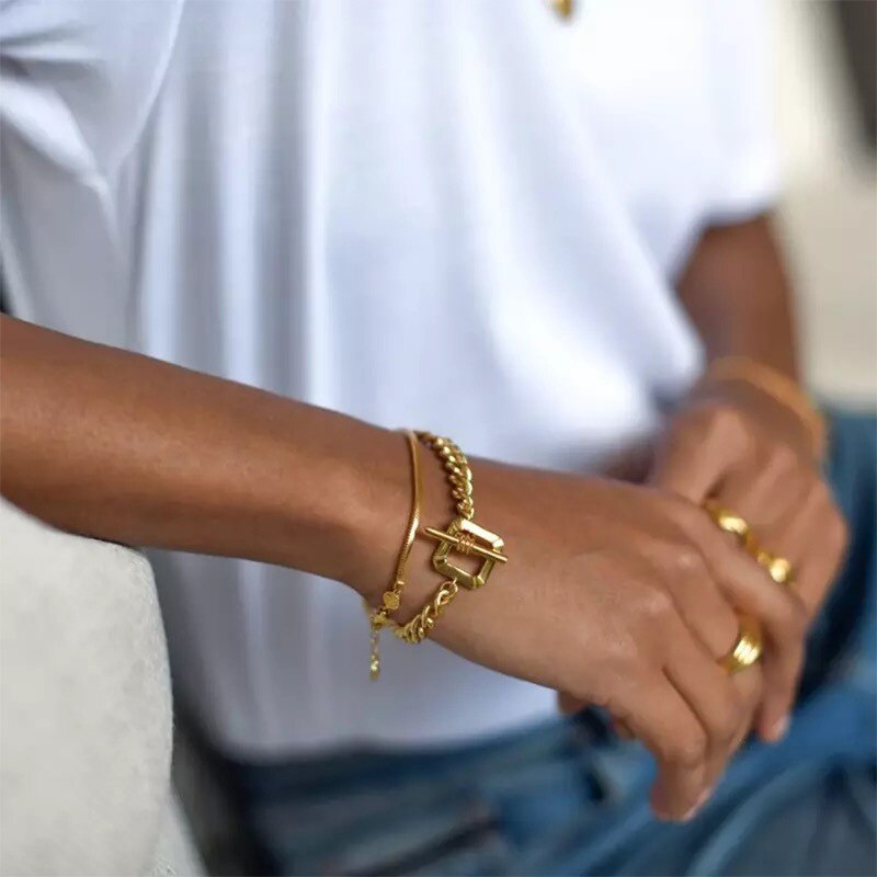 Flashbuy chaîne Bracelet pour femmes déclaration métal Bracelet pendentif Bracelet pour les femmes nouveaux bijoux