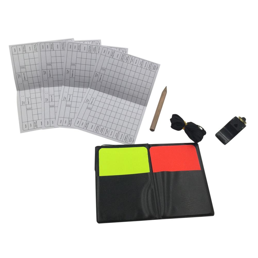 Conjunto de tarjetas de árbitro de fútbol, árbitro de advertencia de fútbol, tarjetas rojas y amarillas, libro de bolsillo, árbitro, silbato, lápiz para equipo de fútbol