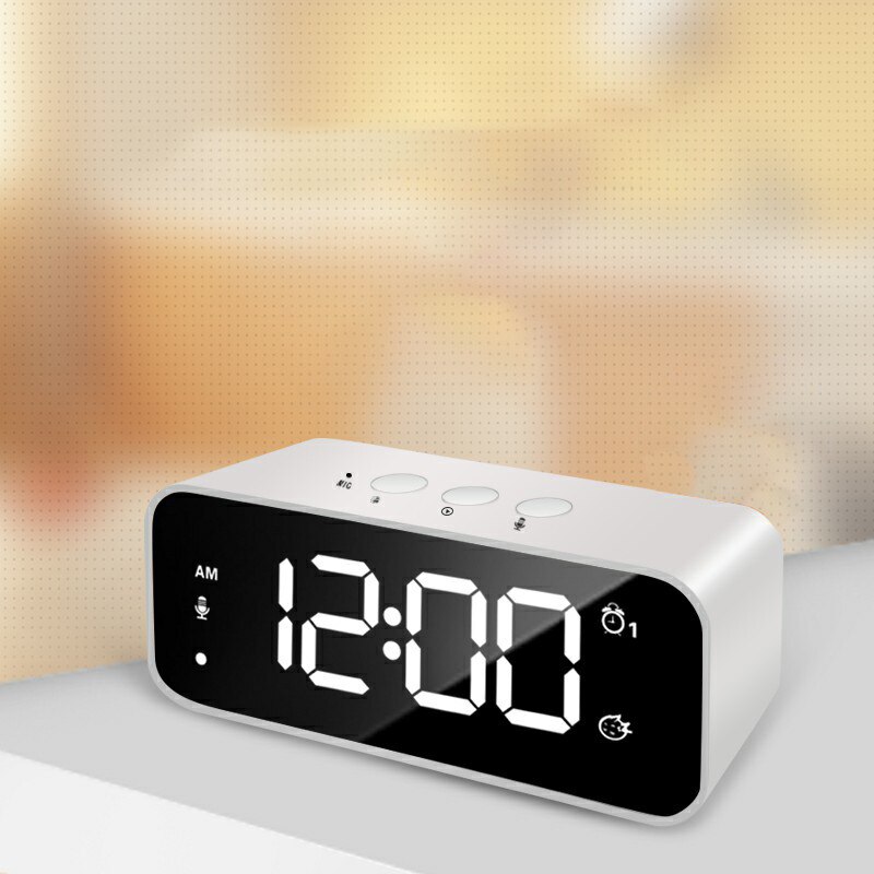 LED Anzeige Digital Wecker, Spiegel Musik Uhr mit Dual Alarme und Schlummern Wecker für Schlafzimmer Küche
