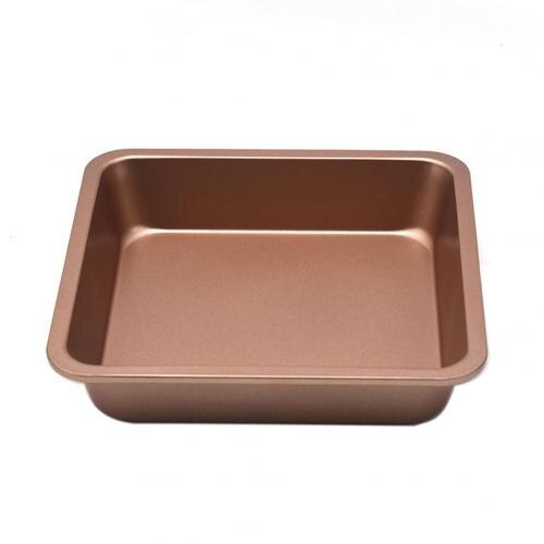 8 Inch Carbon Steel Square Baking Pan Carbon Steel Oven Bread Cookie Cake Tray Mold Bakeware Baking Moulds Kitchen Accessories: Golden