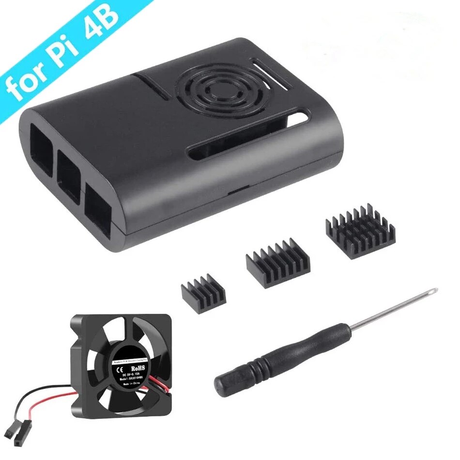 1 Set Heatsinks For Raspberry Pi 4B Case Raspberry Pi 4 Case with Cooling Fan and Heat Sink Raspberry Pi 4 Model B