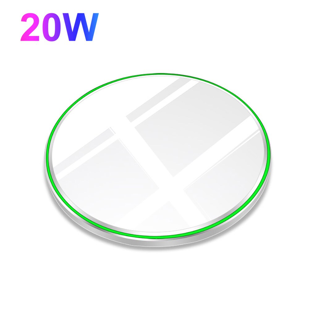 30W 20W Qi cargador inalámbrico para iPhone 12 11 Pro Max Mini XS XR 8 X tipo C de inducción de carga rápida Pad para Huawei Xiaomi Samsung: 20W White