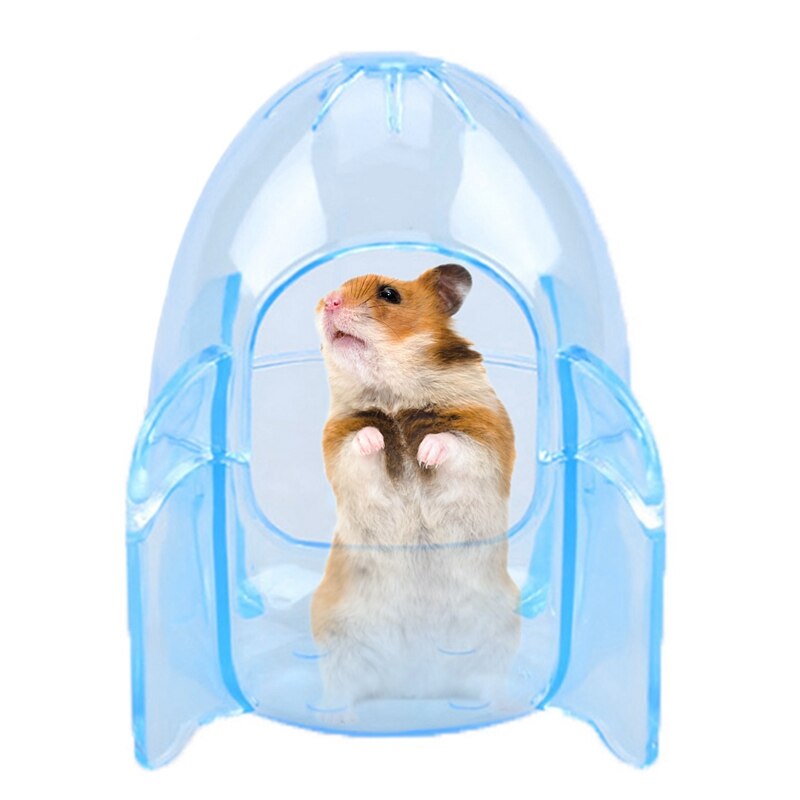 Hamsters Bad Badkamer Wc Kleine Dier Huis Plastic Transparante Hamster Zand Badkamer Hamster Wc Grappige Interessante Speelgoed: Blue