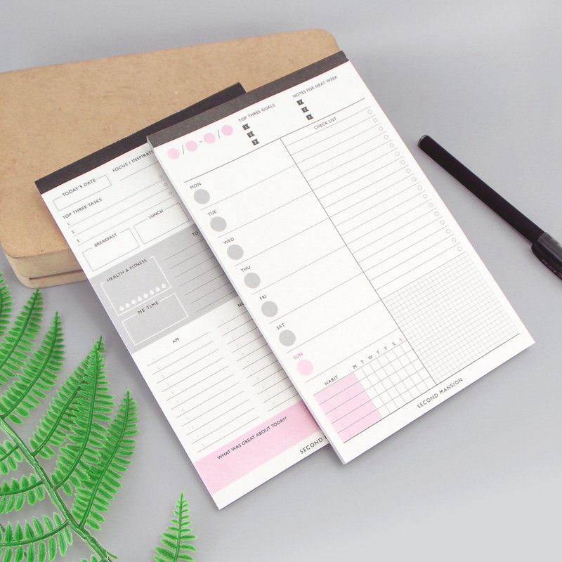 60 ark daglig plan / tidsplan / ugentlig desktopplan bogbog memo notesblok teerbare noter bogplan papir papirvarer