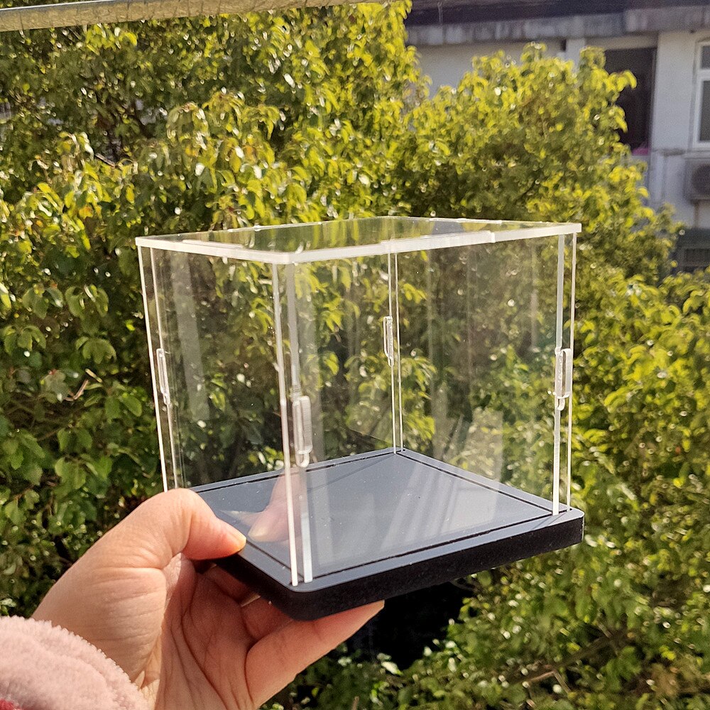 Acrylic Display Collect Dust Cover Cabinet for Model Hand-Made Doll Collection Case10x15cm with Light Easy-Install 1pc