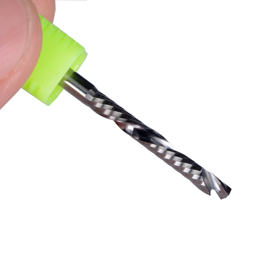 2pcs HSK 3.175mm AAA Enkele Fluit Up Down Cut CNC Router Endmill voor CNC Router, compressie Hout Frees Cutter Bits