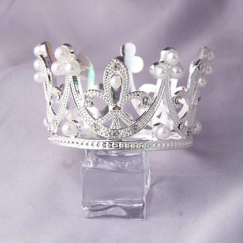 Mini Tiara encantadora, corona para pastel, Color dorado plateado, coronas de aleación, Princesa, suministros y decoraciones para fiestas,