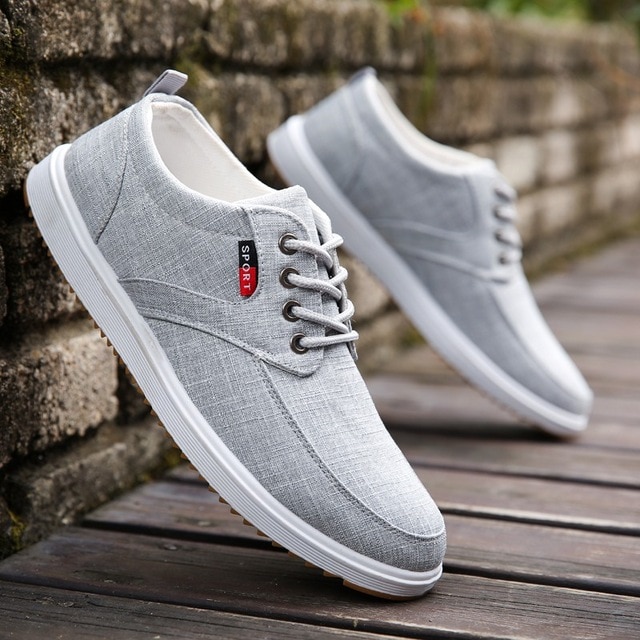 Breathable canvas shoes men lace up flat casual shoes loafers men shoes mens trainers men casual shoes #black 4918