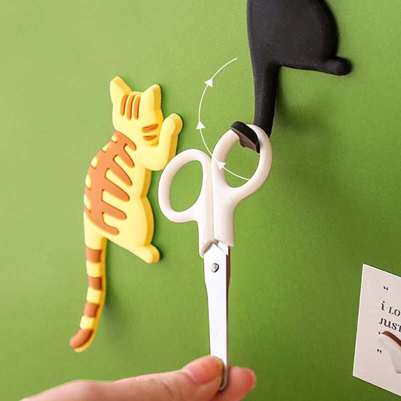 Multi-function Cartoon Cat Fridge Magnets Bendable Cat's Tail Magnetic Wall Mount Key Hanger Hooks Refrigerator Towel holder