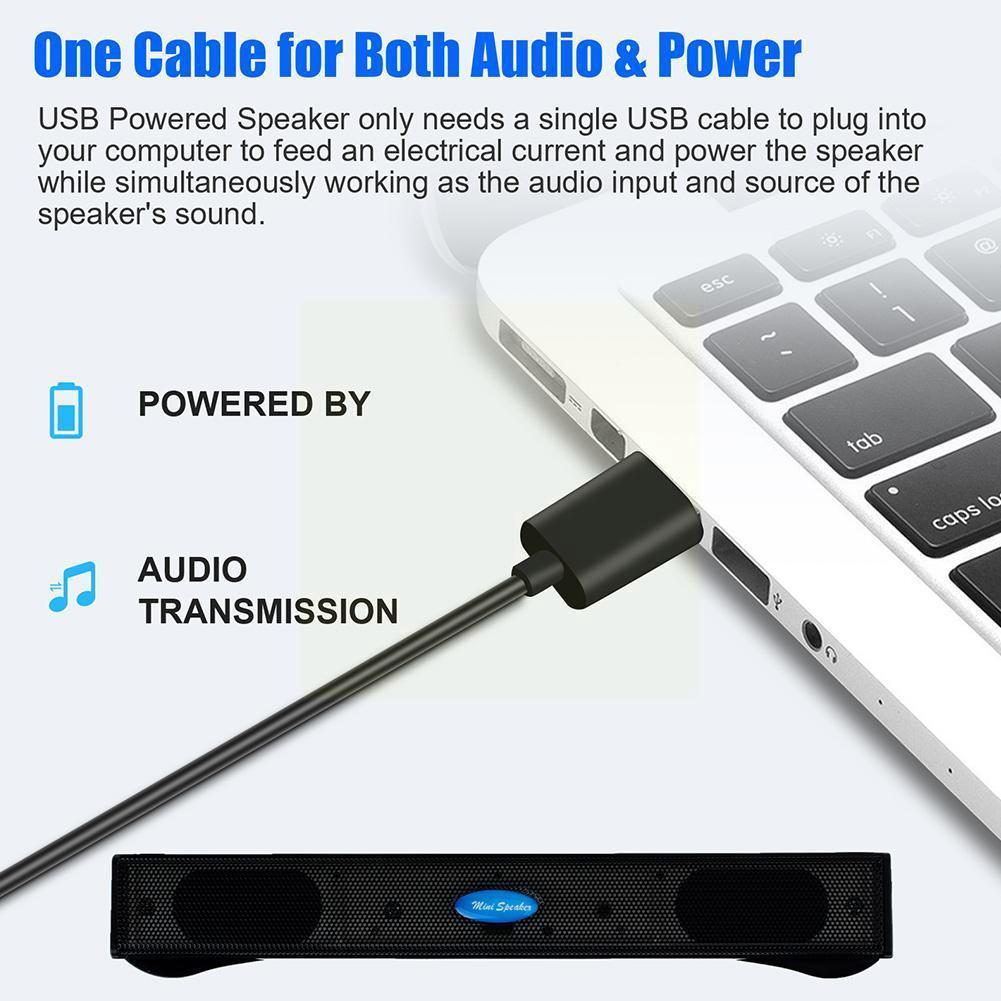 Portable Stereo Bass Sound Usb Soundbar External Computer Speaker With Usb Cable For Desktop Pc Laptop B6w1