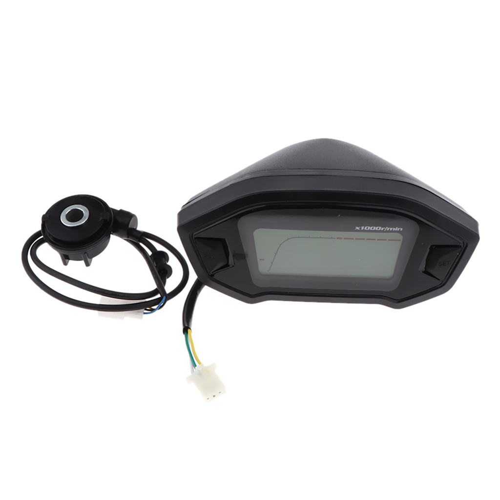 Universal LCD Motorcycle Speedometer Odometer RPM Speed Fuel Gauge 199 Kph Mph