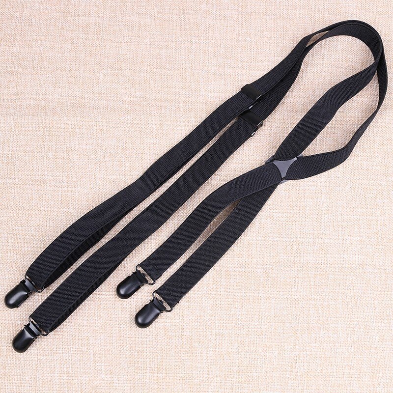 2 cm X Back Metal Cross Zwarte Plating Gesp Effen Fashioin Britse Stijl 4 Clips Strap Lederen mannen Bretels elastische