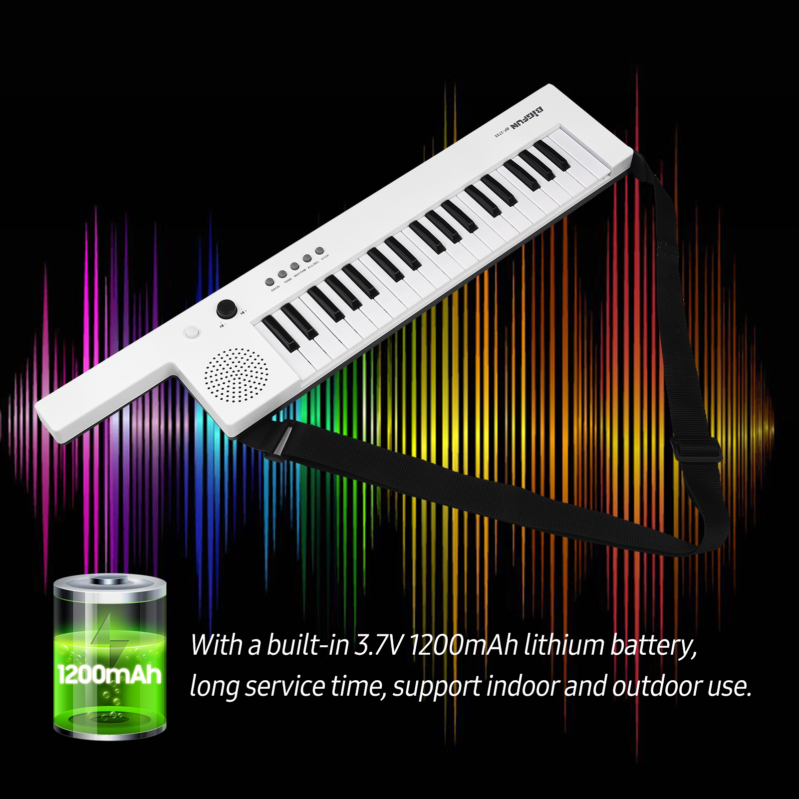 37-Key Electronic Keyboard Piano Guitar-Shaped Children&#39;s Piano with Shoulder Strap Mini Microphone Audio &amp; Headphone Jack