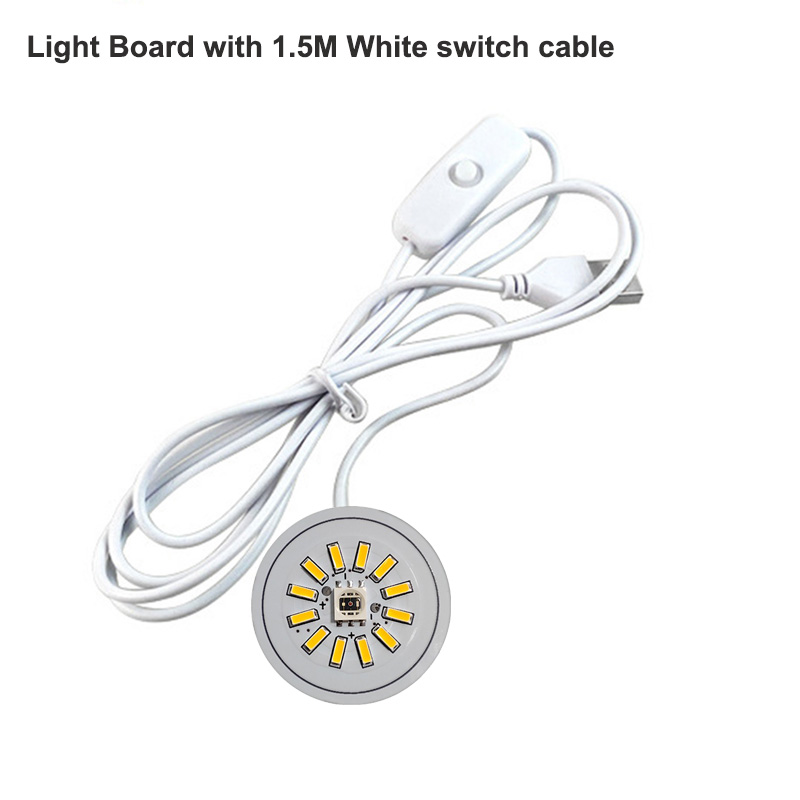 USB RGB LED Lamp Night Light DIY Desktop Ornament Lighting Source Round Light Board DC 5V 3W Diameter 31mm Switch Color Changing: Dark Grey