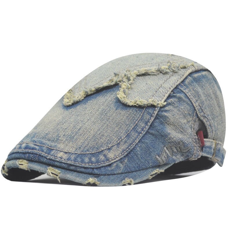 Gorras deshilachadas de tela vaquera para hombre y mujer, gorros de tela vaquera Deshilachados, estilo Retro clásico, costura, ropa de calle de , Unisex: Sky Blue