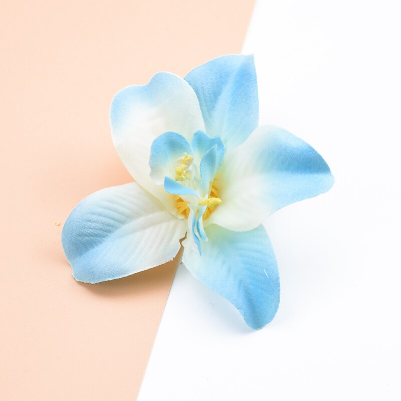 10 stk silke sommerfugl orkidé dekorative blomster kranse juleindretning til hjemmet bryllup håndlavet gør-det-selv boks kunstig blomst