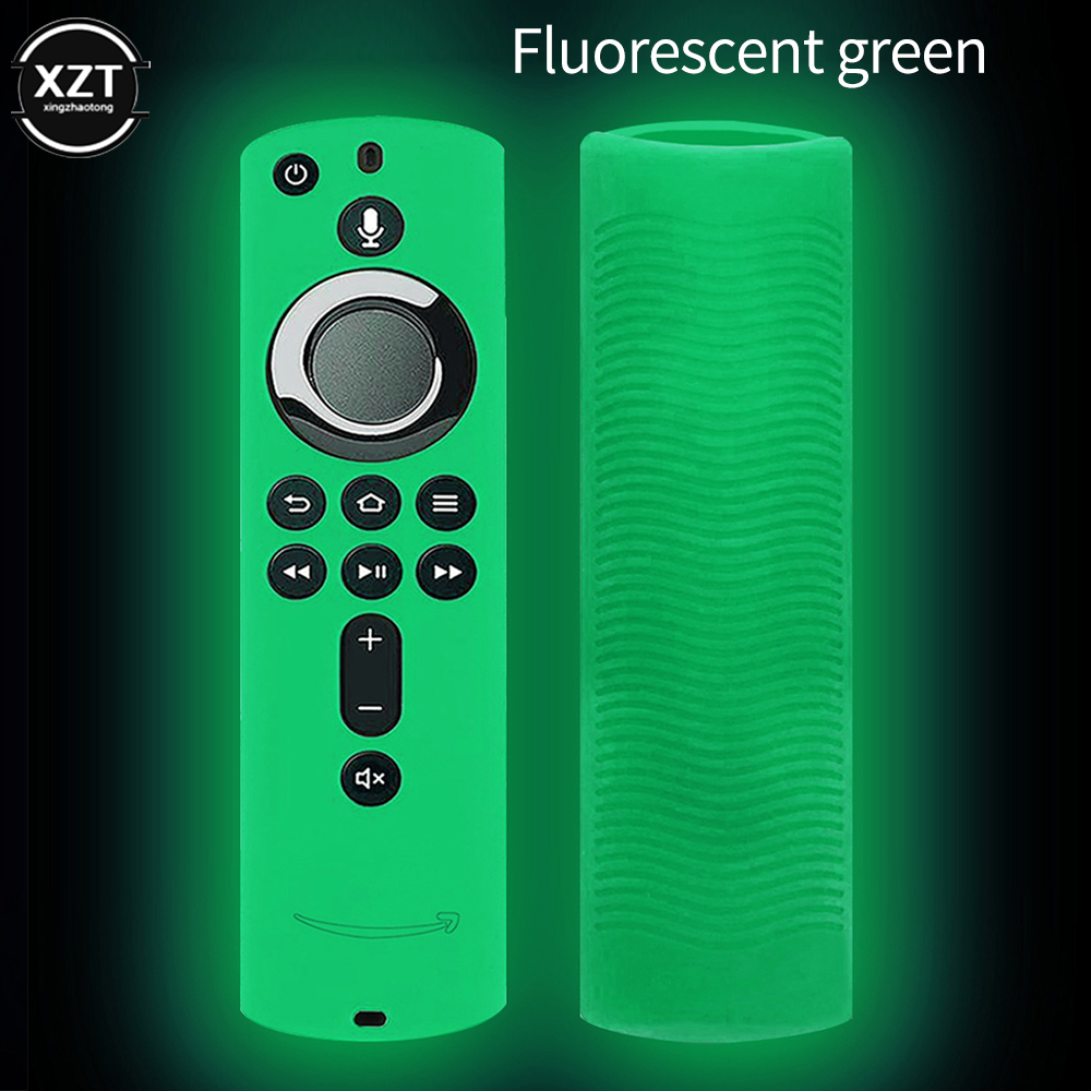 Coque en Silicone antichoc pour clé TV 4K, en treillis souple, accessoires durables et antidérapants, housse de protection pour télécommande: Fluorescent green