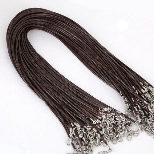 10 sztuk/partia 2MM średnica woskowany przewód nylonowy skórzany regulowany pleciona lina naszyjnik i bransoletki Charms ustalenia karabińczyk...: Dark Brown