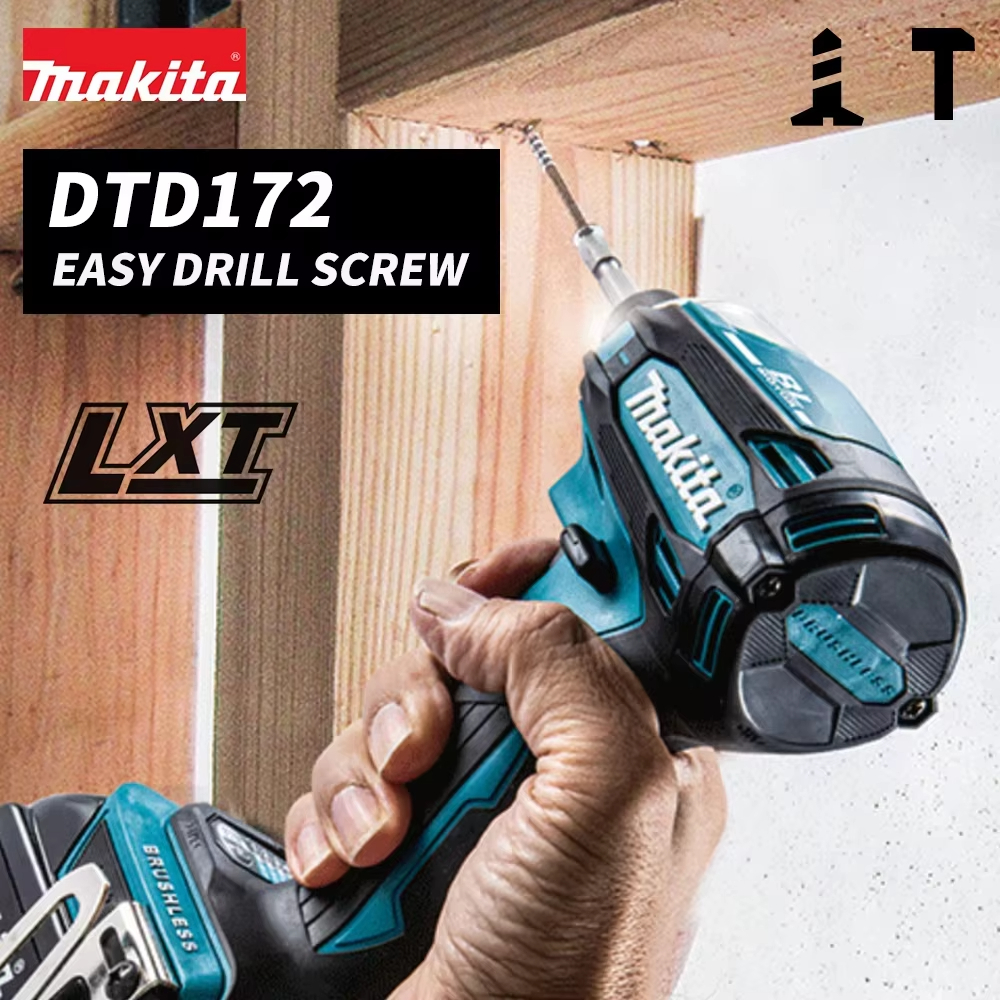 Makita DTD172 18 V Akku-Schlagschrauber, bürstenloser elektrischer Schlagbohrschrauber, wiederaufladbar, Elektrowerkzeuge für Holz/Ot/T-Modus
