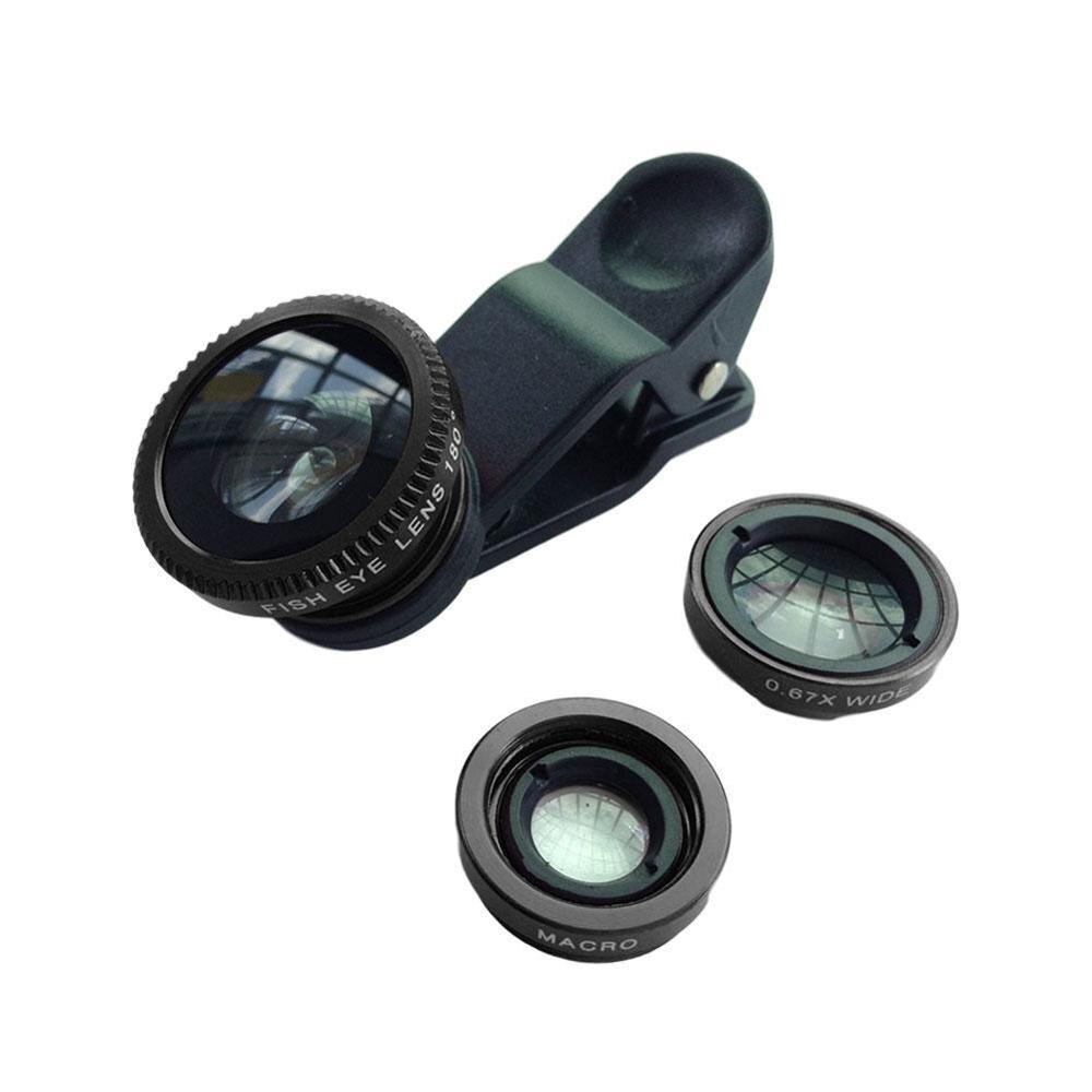 Phone Lens Fisheye Lens 0.67x Wide-angle Zoom Lens Fisheye Lens 6x Macro Lens Camera Kit with Mobile Phone Clip for Smartphone: black