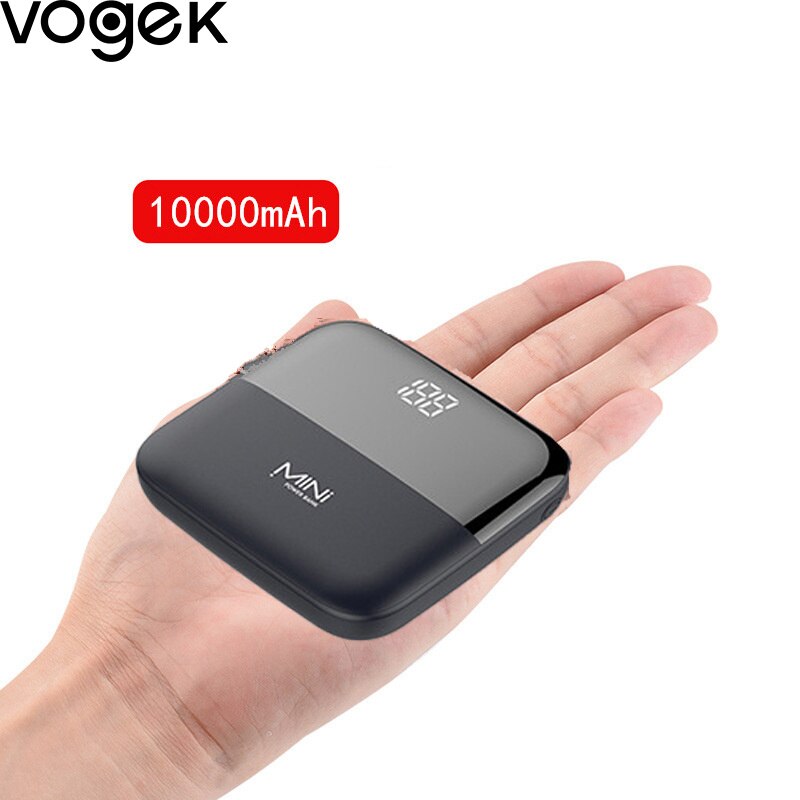 Vogek Mini Power Bank 10000Mah Led Display Externe Draagbare Type C Lader Poverbank Dubbele Usb Voor Iphone Huawei Samsung