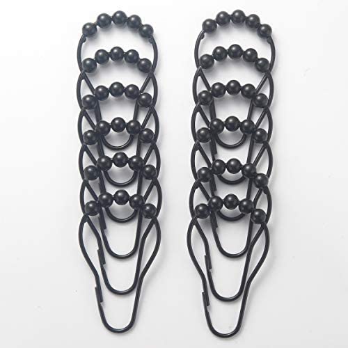 12 Pieces Bathroom Curtain Hooks Portable Household Shower Curtain Rings Iron Hooks Black: Default Title