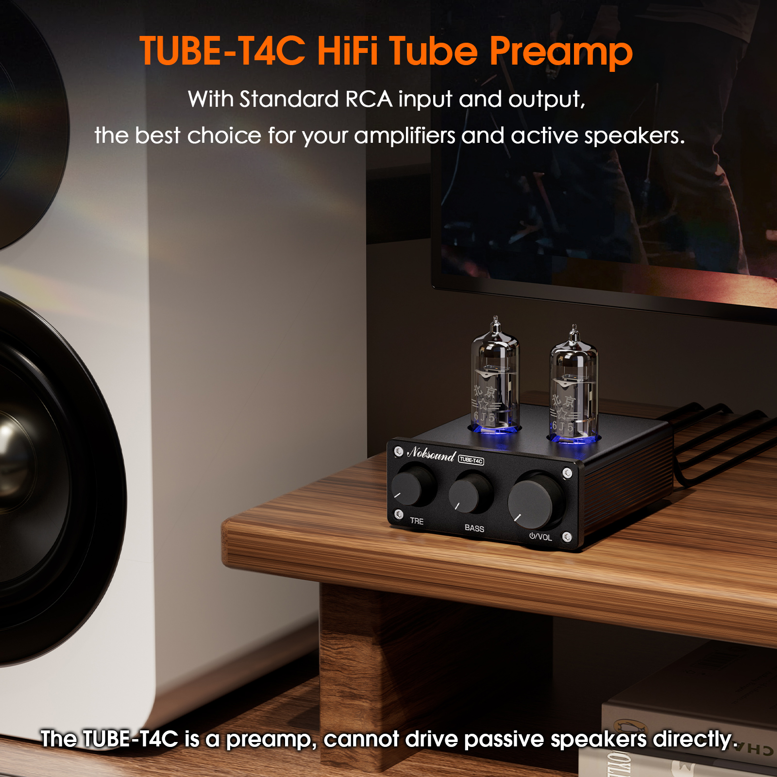 Douk Audio TUBE-T4C HiFi Lampowy Przedwzmacniacz Stereo z Kontrolą Tonów Wysokich i Niskich