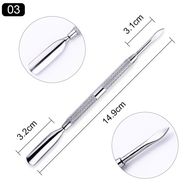 Empujador de cutículas de doble punta de acero inoxidable, producto para eliminar la piel muerta, pedicura, cuidado de las uñas, 1 ud.: Amarillo claro