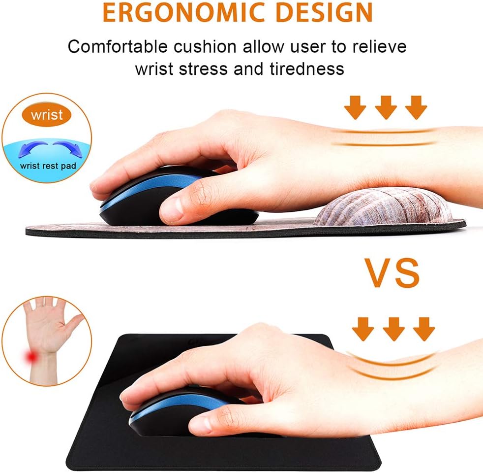 Mouse Pad Wrist Rest Support, Ergonomic Memory Foam Mouse Wrist Rest Pad Comfortable Mousepad for Computer Pain Relief at work