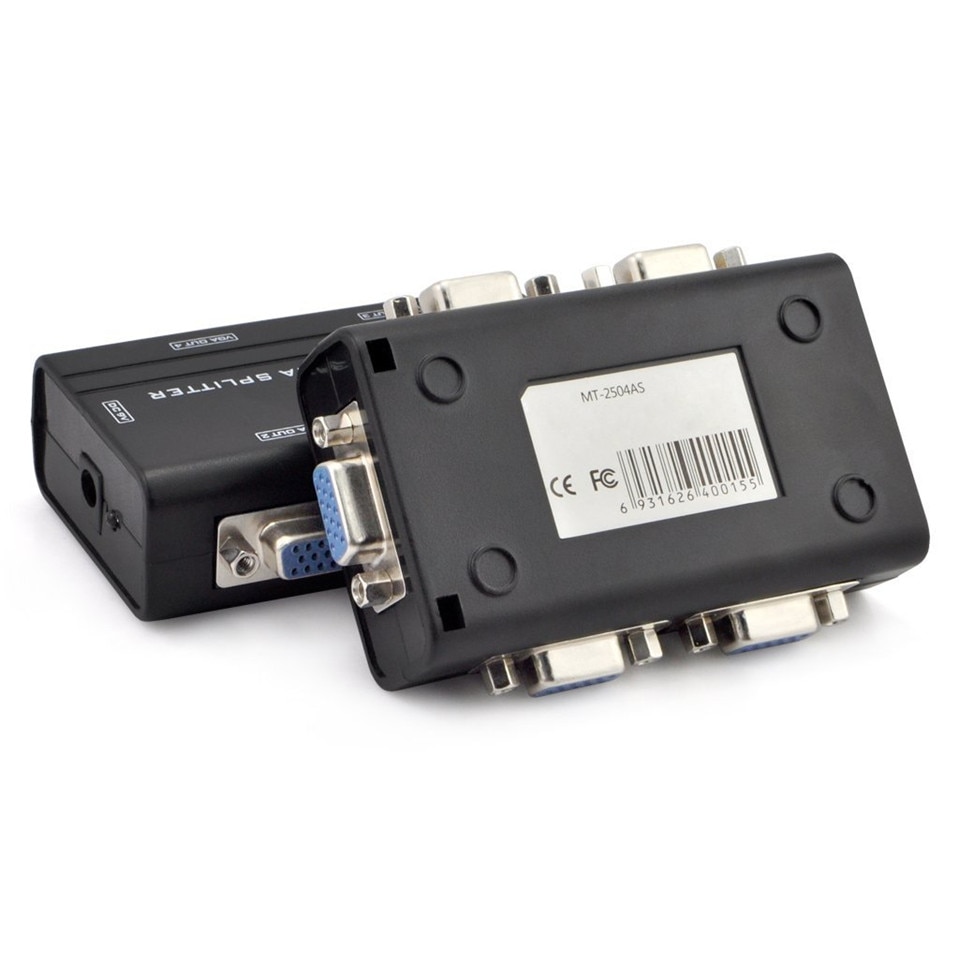 4- porttinen vga-videon jakaja 1 x 4 250 mhz jakaja 1 in 4 ulostuloa monistin multiple-tuki laajakuva-lcd-näytöt mt-viki 2504as