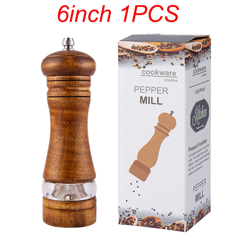 Molinillo de pimienta Manual, molinos de sal y pimienta de madera, herramienta multiusos de especias, molinillo de especias de madera maciza para el hogar, cocina y hogar: Gris claro
