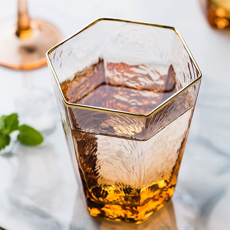 1 st kinglang hexagonalt glas genomskinligt champagneglas bägare hem vattenglas rödvinsglas kopp