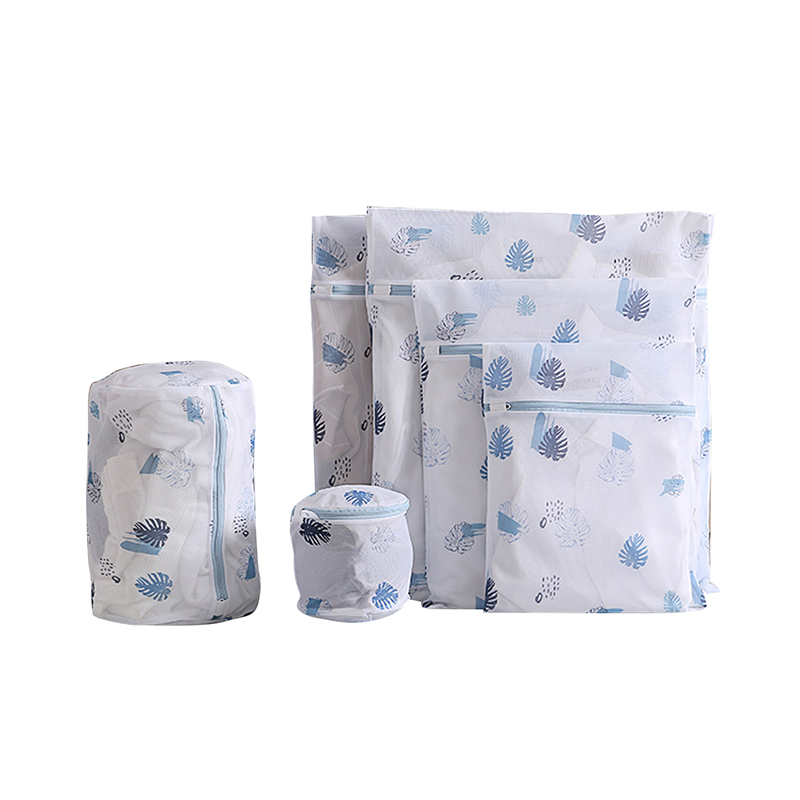 Laundry Bag Printing Zippered Mesh Polyester Washing Net Bag For Underwear Sock Washing Machine Pouch Clothes Bra Bags: type D 6PC