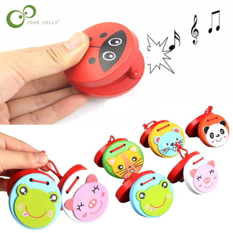 Baby Muziek Houten Castagnetten Muziek Instrumenten Voor Kids Klepel Handvat Muziekinstrumenten Speelgoed Educatief Speelgoed Voor Kinderen Zxh