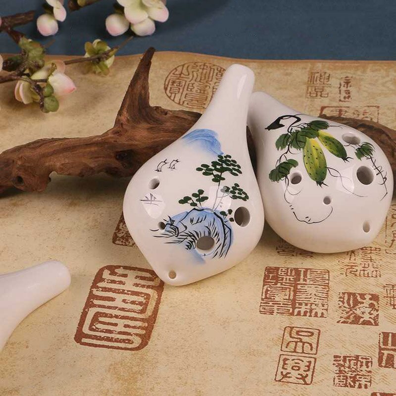 Ocarina 6 trous bouche courte en céramique C clé Instrument de musique pour débutant THJ99