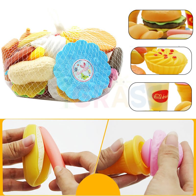 Kids Keuken Speelgoed Plastic Fruit Ijs Speelgoed Hamburger Meisjes Pretend Play Nep Miniatuur Voedsel Speelgoed Set Baby Kinderen Koken