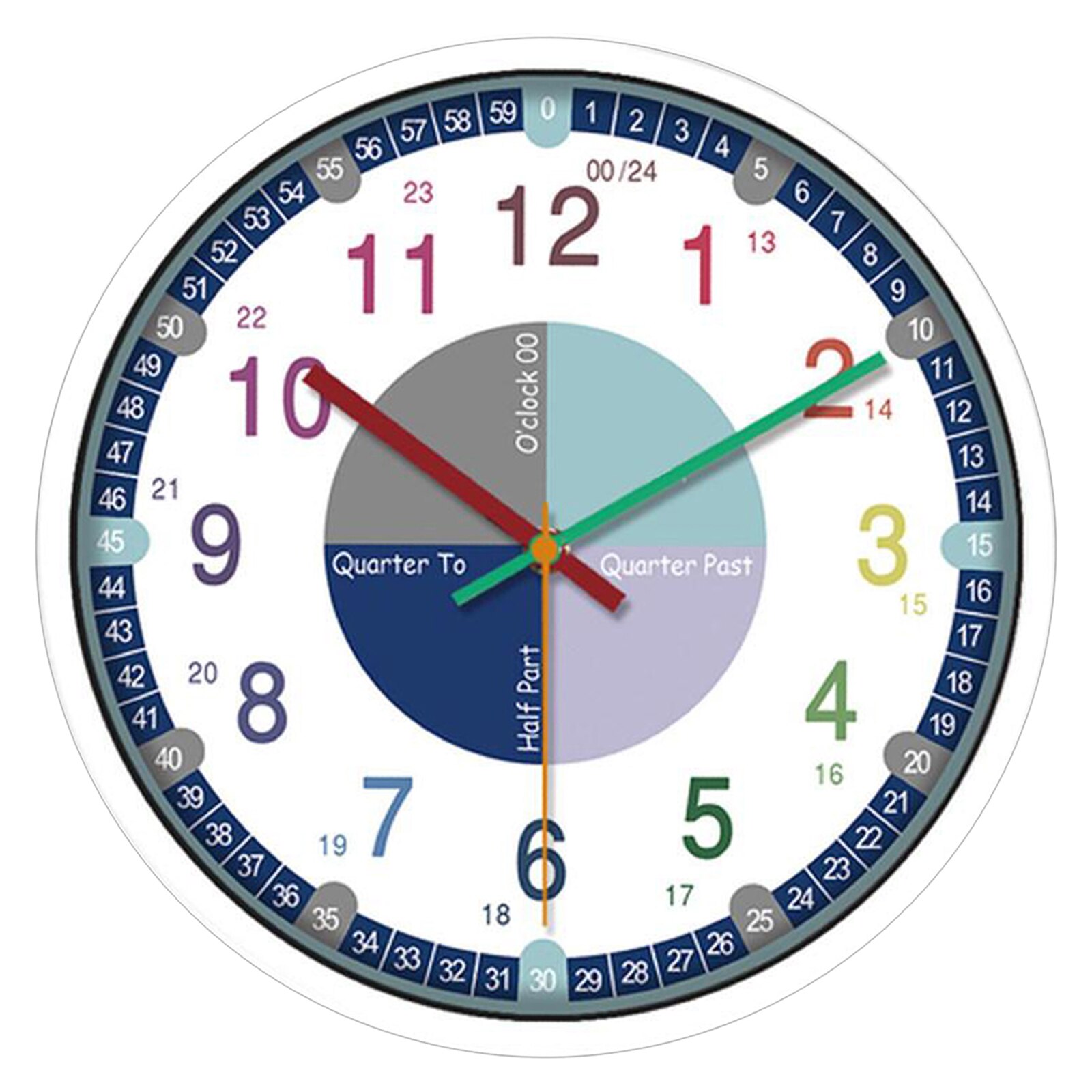 Time Teach Kids Wall Clock Learn to Tell Time Colo... – Grandado