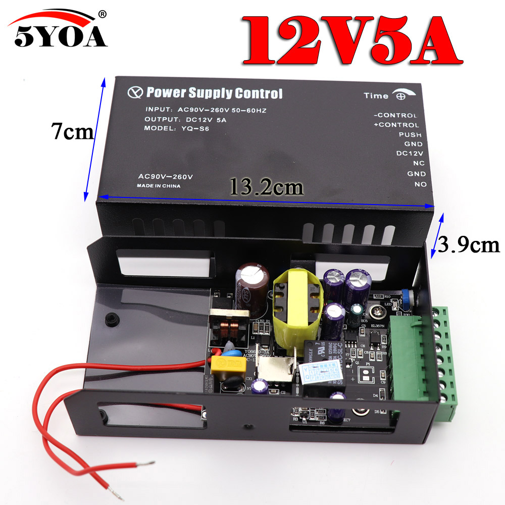 Toegangscontrole Voeding 12 V 5A High End Deur RFID Vingerafdruk Leverancier Adapter Covertor Systeem Machine DC AC 100 ~ 260 V: 12V5A Black Power