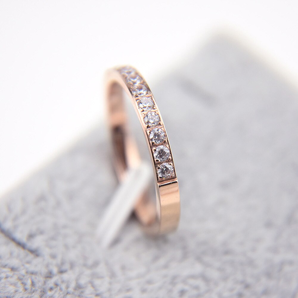 Hochwertige ringe in roséGold-farben mit aaa-zirkonia für damen und herren, aus edelstahl, Ideal für hochzeiten und valentinstag, farbecht.