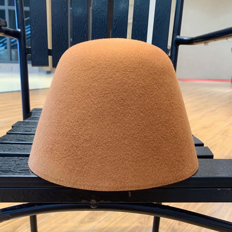 Jednolity kolor Slouchy ciepłe czapki damskie 100% wełna schludny rondo czapka zimowa czapka filcowa stożek kaptur modniarstwo Fascinators blok baza: pomarańczowy