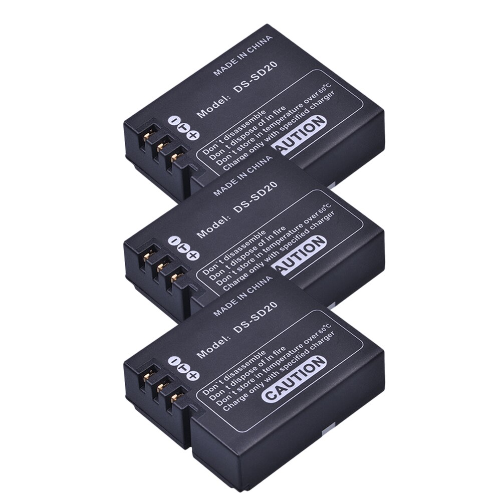 3 stks DS-SD20 SD20 DS SD20 Batterijen voor AEE MagiCAM SD18 SD19 SD20 SD21 SD22 SD23 SD30 Rollei 3 s actie Sport Camera