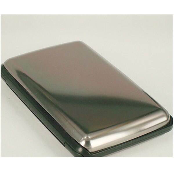 1PC Portable aluminium porte carte bancaire blocage étui rigide portefeuille solide carte de crédit anti-rfid numérisation protéger porte-carte étui: Gray