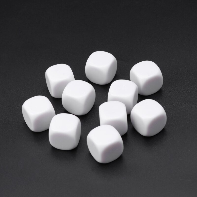 10Pcs/Set Blank Dice 16mm Acrylic Die Family Party DIY Games Write Printing Kid Toys Fun