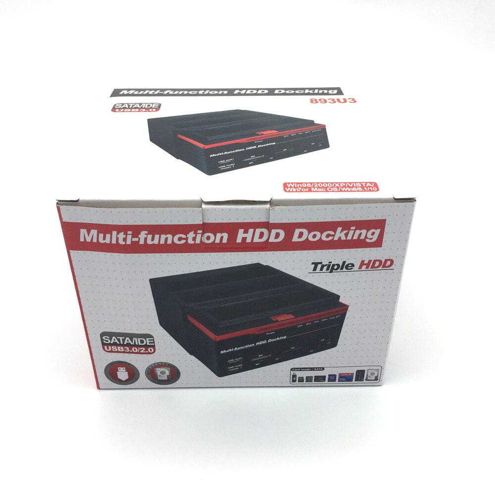Disco duro externo HDD, estación de acoplamiento, lector de tarjetas USB 3,0 Hub con OTB/OTC, 2,5 "/3,5", USB 3,0 a 2 puertos SATA 1 puerto IDE