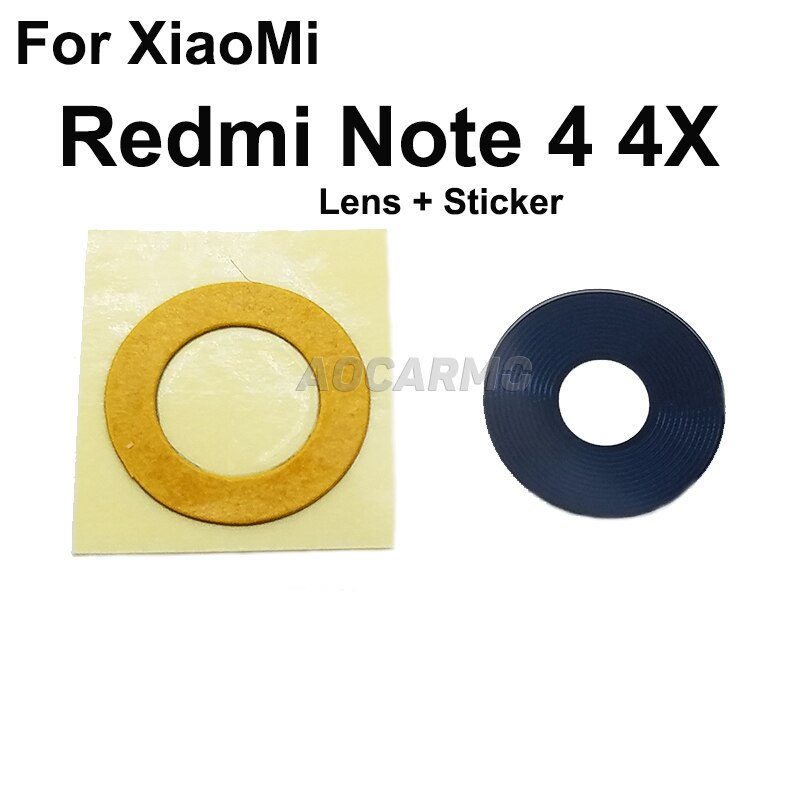 Aocarmo Rear Back Camera Lens Glass With Adhesive Sticker Replacement Part For XiaoMi Redmi Note 4 4X: Default Title