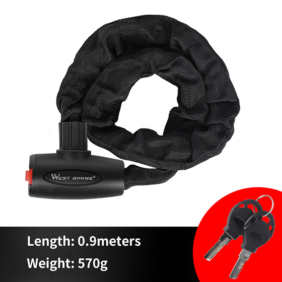WEST BIKING – serrure à chaîne de vélo, Portable, antivol, haute sécurité, pour vtt, VTT, avec 2 clés, pour Scooter, vélo électrique: Rouge