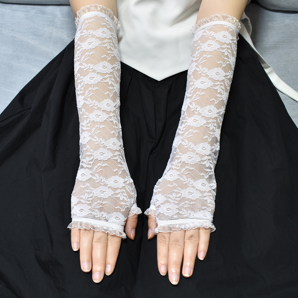 Half-Vinger Zonnebrandcrème Kanten Handschoenen Lange Arm Pak Dress Up Kostuum Accessoires Dark Cosplay Sexy Handschoenen Kanten Handschoenen Gothic handschoenen