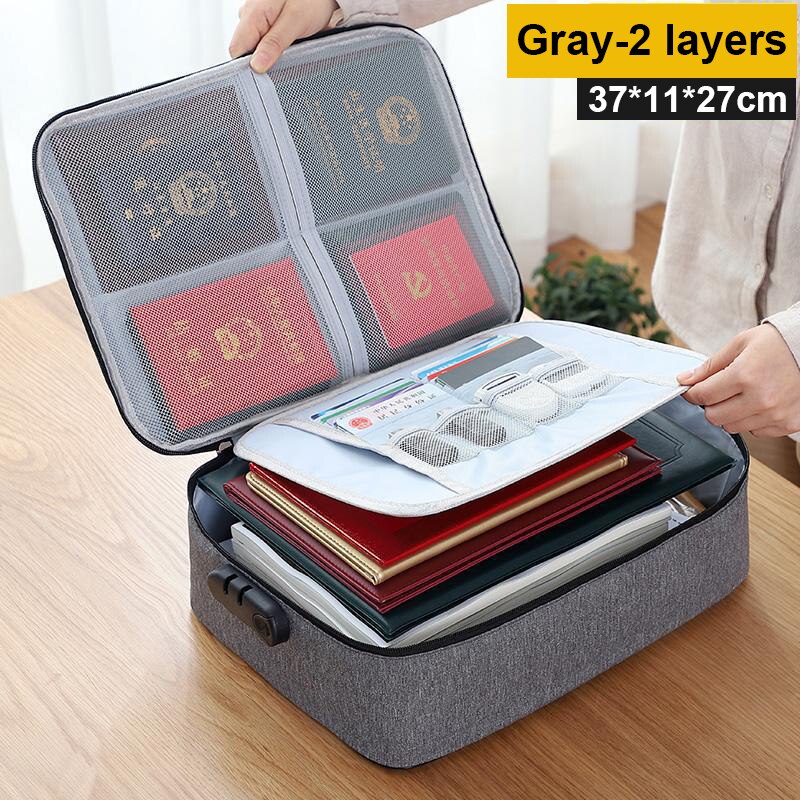 Sac de voyage pour documents d'affaires, sac de rangement étanche pour certificats d'antithèse, grand sac à main de bureau multicouche, pour hommes femmes XA27C: Gray