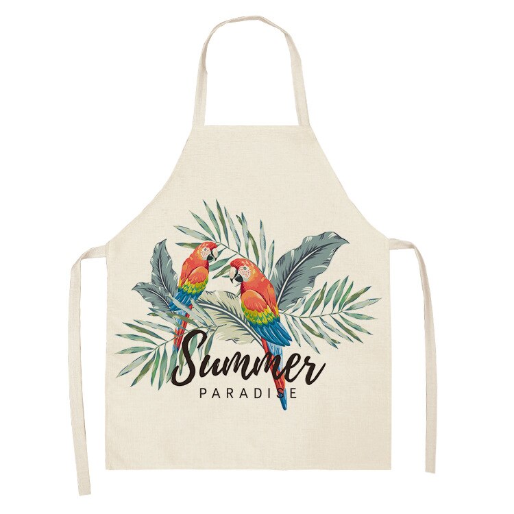 1Pcs Farbe Vogel Muster Reinigung Kunst Grün Schürzen Hause Kochen Küche Schürze Kochen Tragen Baumwolle Bettwäsche Erwachsene Lätzchen 53*65cm WQ0170: 2WQ-WQ0170-9