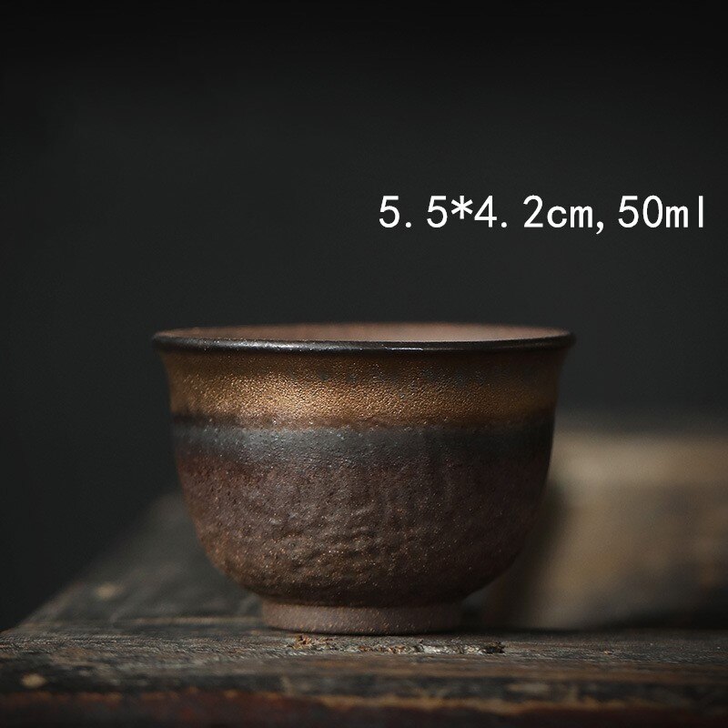 Japanese Style Gilt Ceramic Tea Cup Teaware Kung Fu Tea Set Cup Retro Home Tea Bowl Tea Cup Set: yangzhong